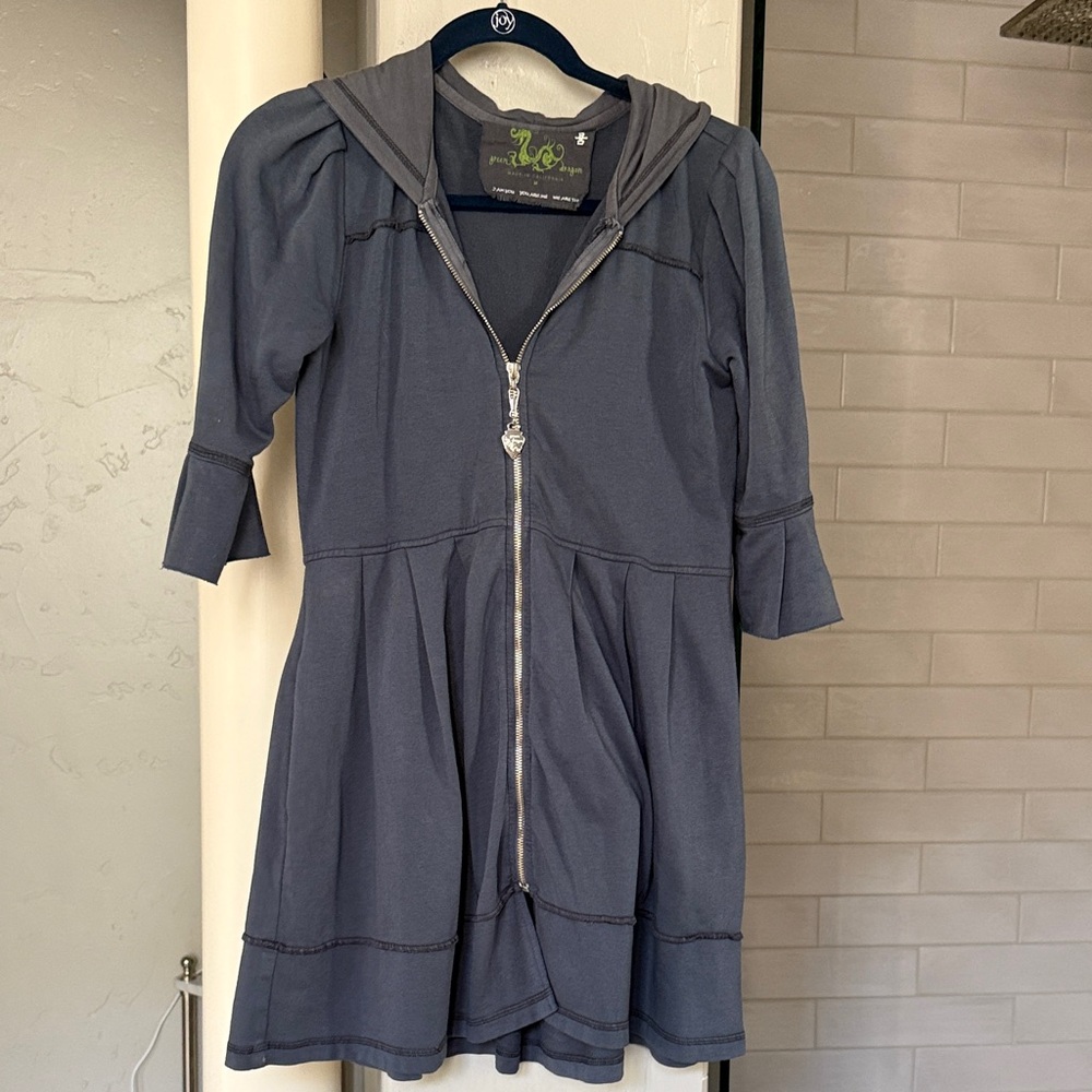 Green Dragon Blue Gray Zip-Up Tunic